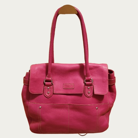 Cole Haan Capacious Vibrant Pink Pebbled Leather Shoulder Bag, GUC - Picture 1 of 16